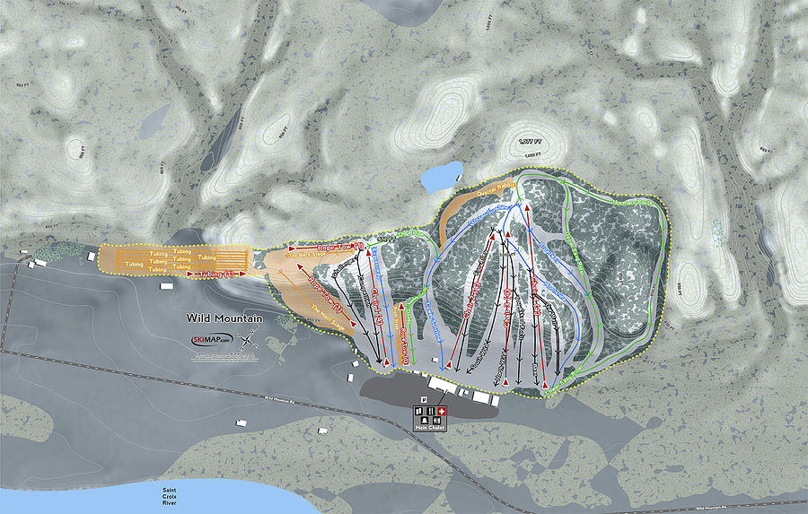 Wild Mountain Ski Resort Map Digital Art by Powder Addicts - Pixels