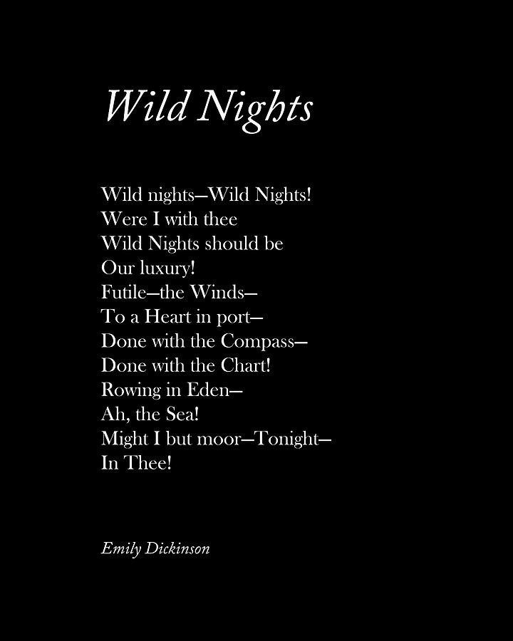 Wild Nights - Emily Dickinson Poem - Literature - Minimal Print - Black Mixed Media