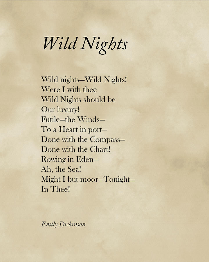 Wild Nights - Emily Dickinson Poem - Literature - Minimal Print On Antique Paper Digital Art