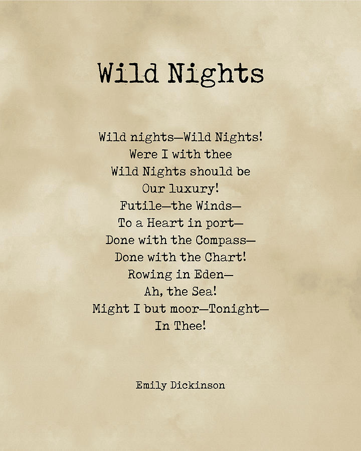 Wild Nights - Emily Dickinson Poem - Literature - Typewriter Print On Old Paper Digital Art