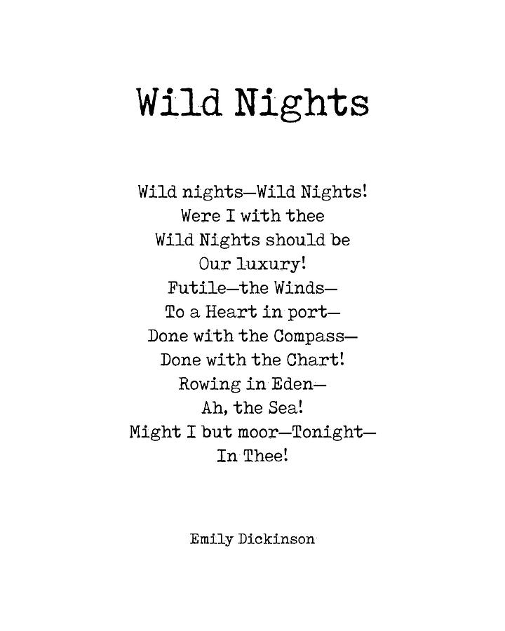 Book Digital Art - Wild Nights - Emily Dickinson Poem - Literature - Typewriter Print by Studio Grafiikka