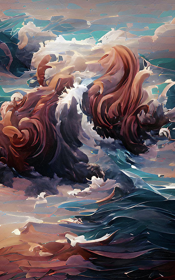 Ocean Waves Mixed Media - Wild Ocean Abstract by Georgiana Romanovna