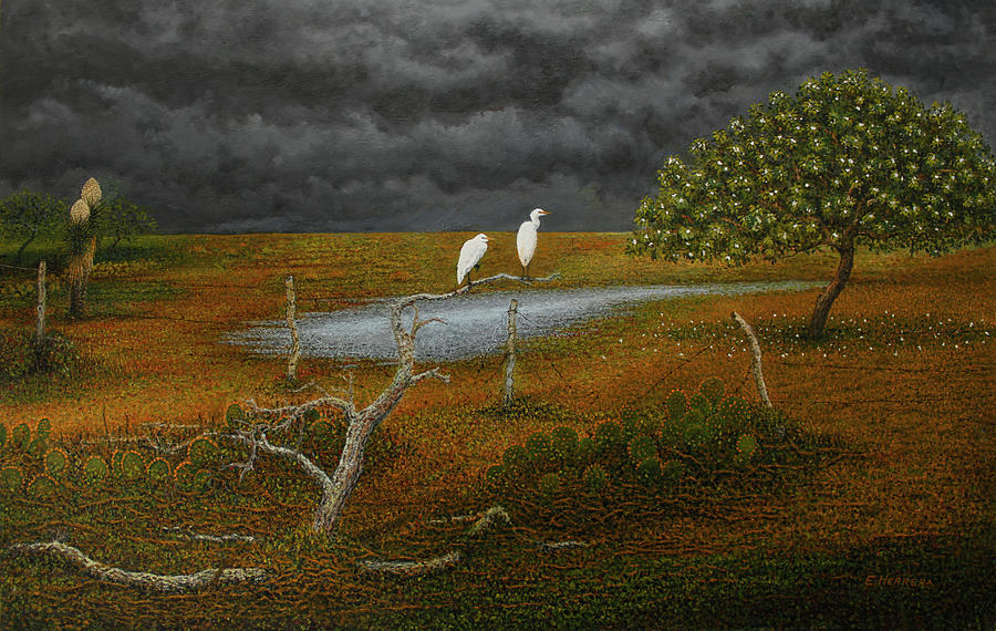Wild Olive Tree Painting by Eleazar Herrera