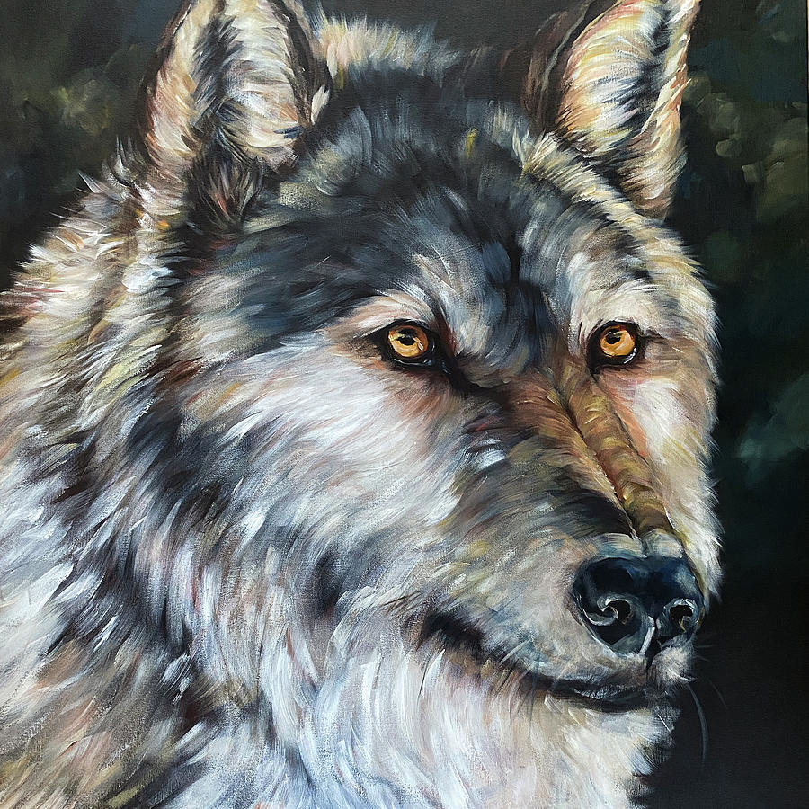 Wild One_ Grey Wolf Painting by Arti Chauhan