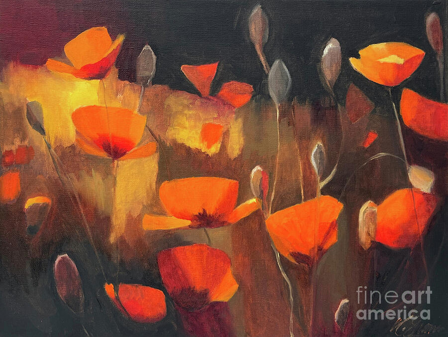 Poppy Painting - Wild Poppy Meadow by Spectrum Art Studio