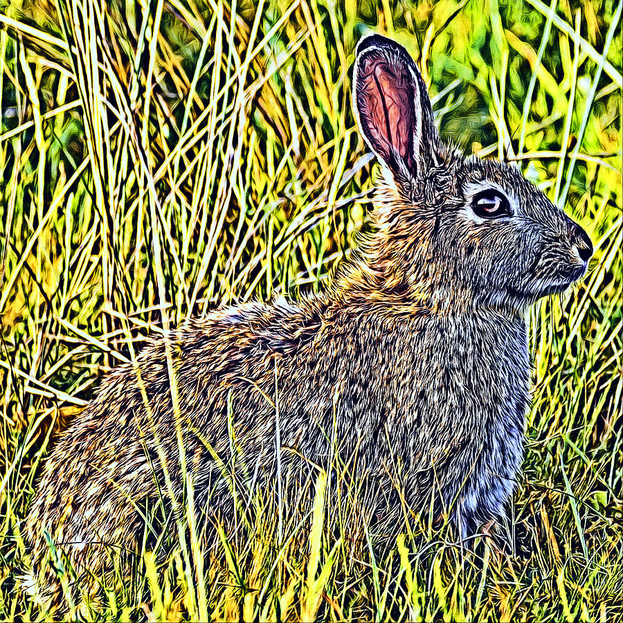 Wild Rabbit in Autumn Grass Digital Art by Wild Tropica | Fine Art America