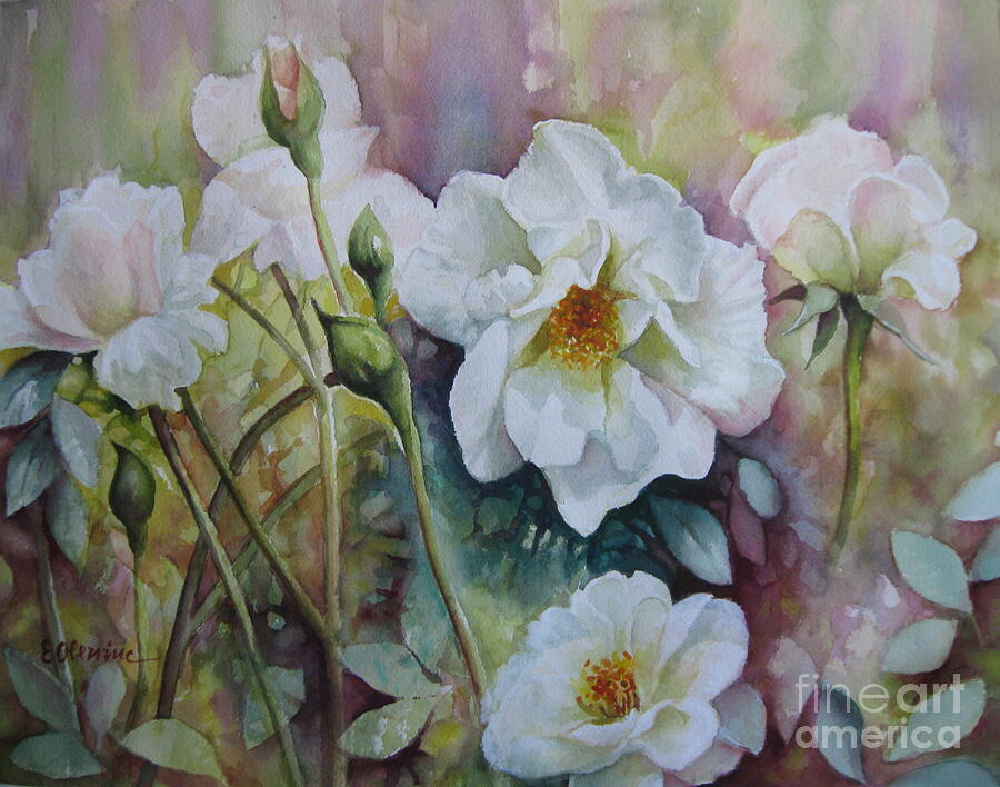 Rose Painting - Wild roses by Elena Oleniuc