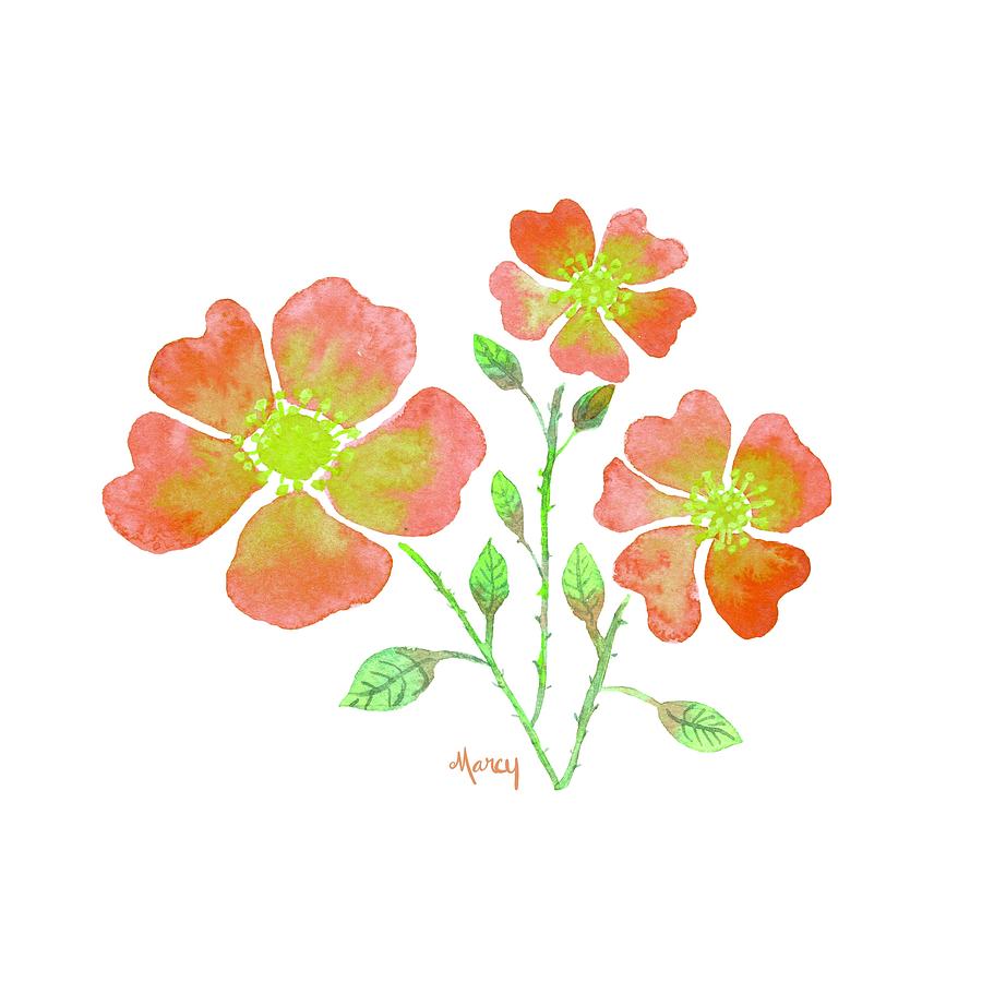 Wild Roses in Orange Digital Art by Marcy Brennan