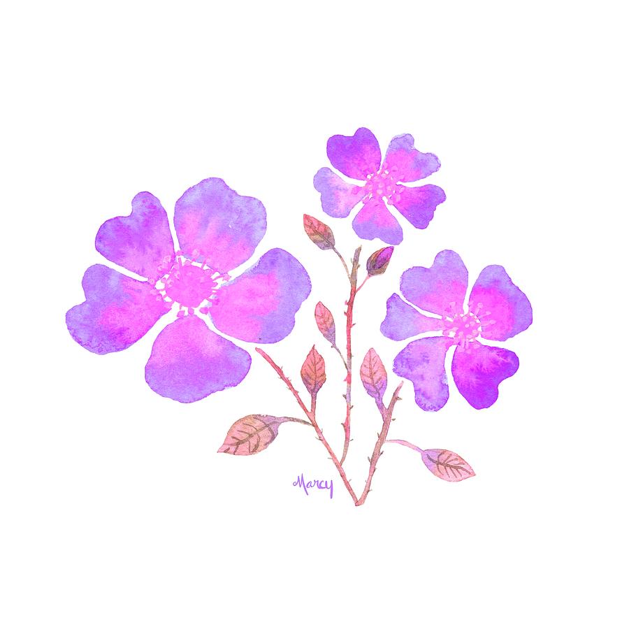 Wild Roses in Purple Digital Art by Marcy Brennan