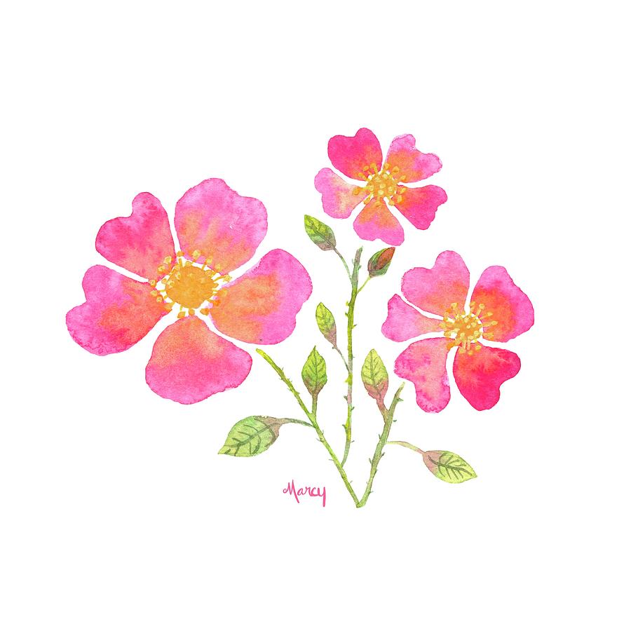 Wild Roses Digital Art by Marcy Brennan