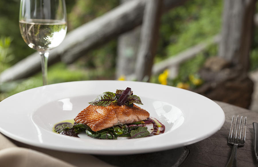 Wild Salmon Fillet with greens Photograph by Jon Lovette