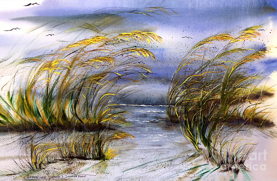 Wild Oats on Outer Banks of North Carolina Painting by Catherine Ludwig Donleycott