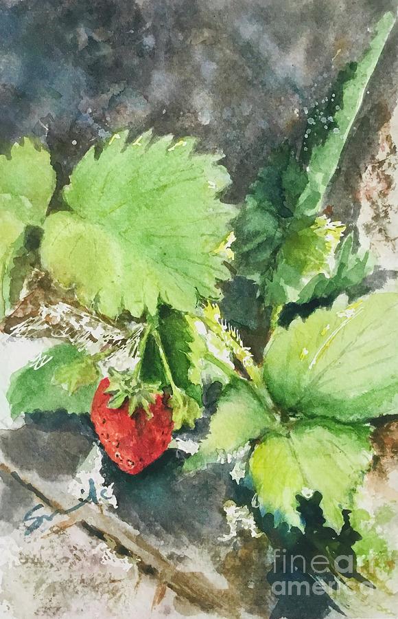 Nature Painting - Wild Strawberry by Sonia Mocnik