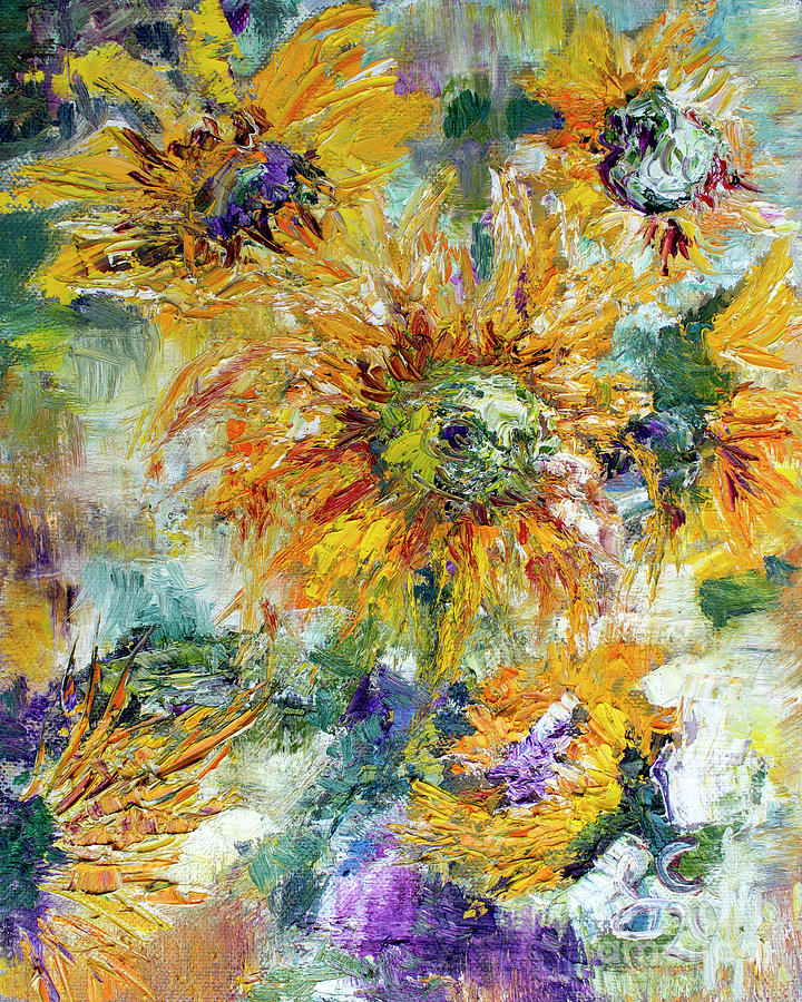 Wild Sunflowers Impressionist Oil Painting Painting by Ginette Callaway