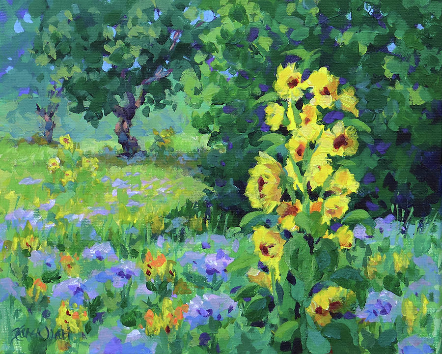 Wild Sunflowers Painting by Karen Ilari