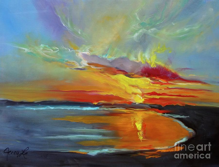 Wild Sunset 11 Painting by Jenny Lee