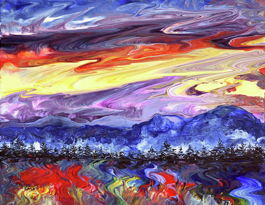 Wild Sunset in the Pacific Northwest Painting by Laura Iverson