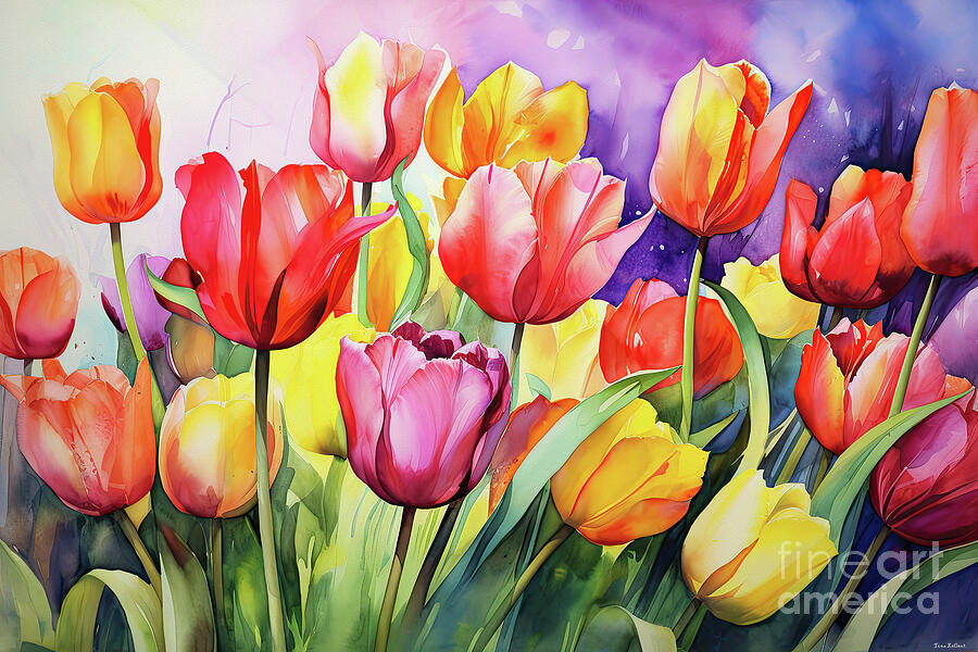 Wild Tulip Garden Painting by Tina LeCour