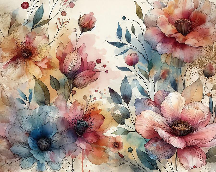 Wild Watercolor Flowers Digital Art by Alison Frank Wild Watercolor Flowers Digital Art by Alison Frank