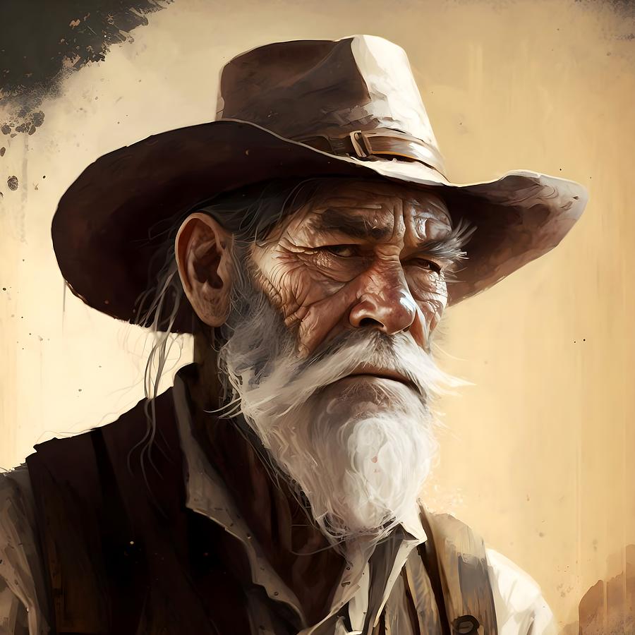 Wild West old man no.4 Painting by Draszyr R - Pixels