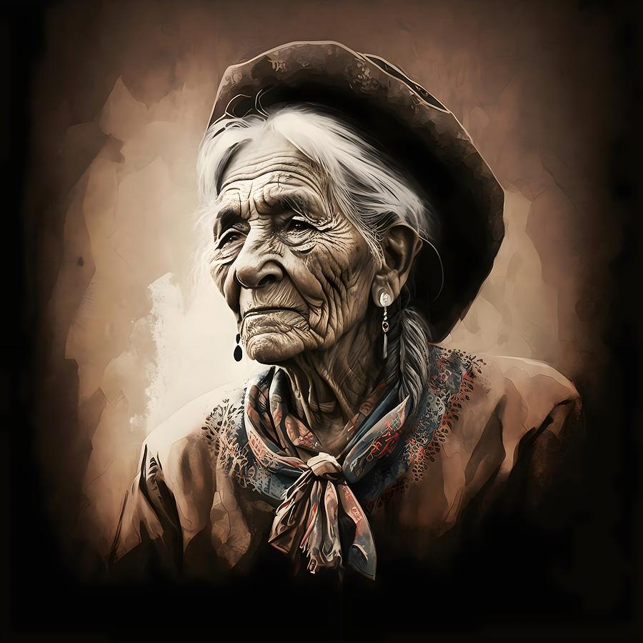 Wild West old woman no.2 Painting by Draszyr R - Fine Art America