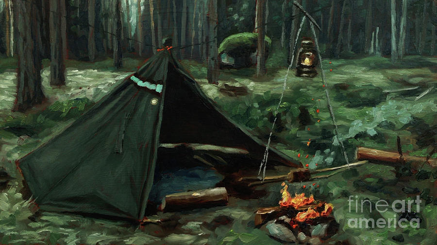 Bushcraft Wilderness Painting N67 Painting by Ric Nagualero