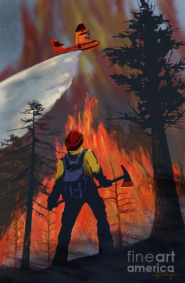 Wildfire fighter Painting by Sassan Filsoof Wildfire fighter Painting by Sassan Filsoof