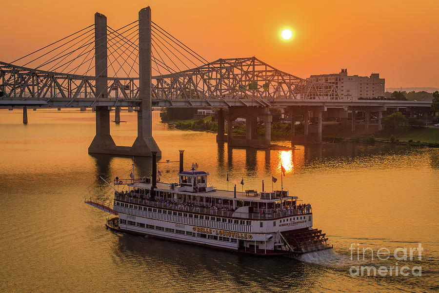 Wildfire Sunset - Ohio River - Louisville - Kentucky  Photograph by Gary Whitton
