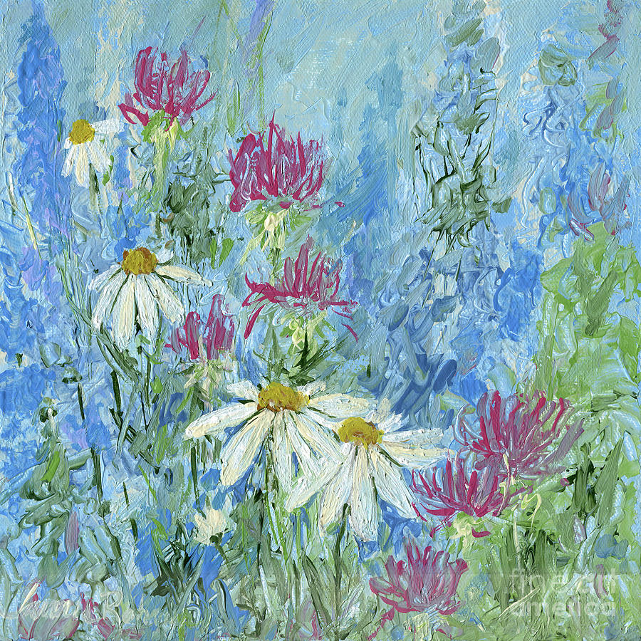Wildflower Blues Garden Flower  Painting by Laurie Rohner