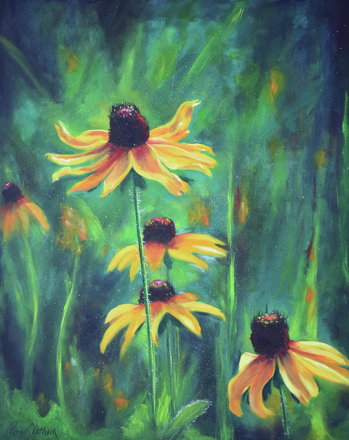 Black Eyed Susan Flower Painting - Wildflower Dance by Karen Kennedy Chatham