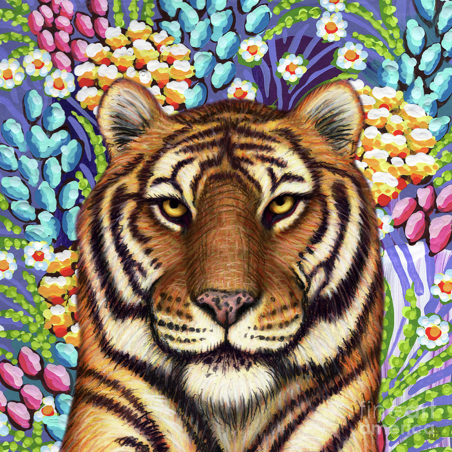 Wildflower Tiger  Painting by Amy E Fraser