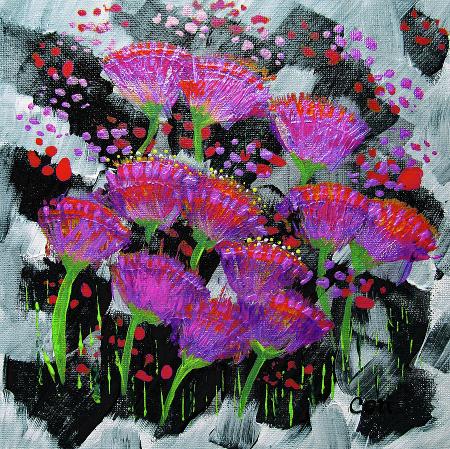 Wildflowers 421 Purple and Red Painting by Corinne Carroll