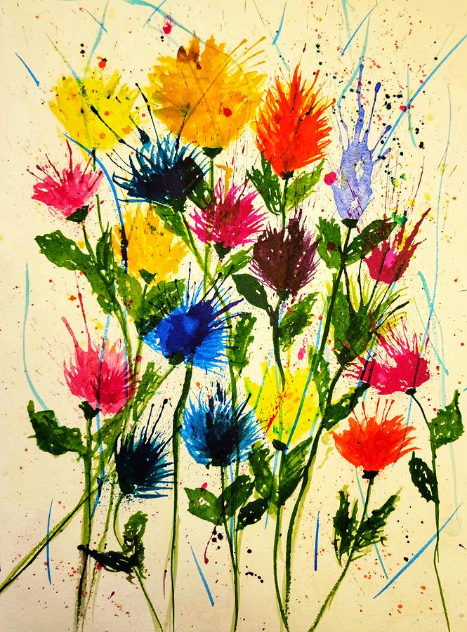 Wildflowers Abstract#2 Painting by Shady Lane Studios-Karen Howard