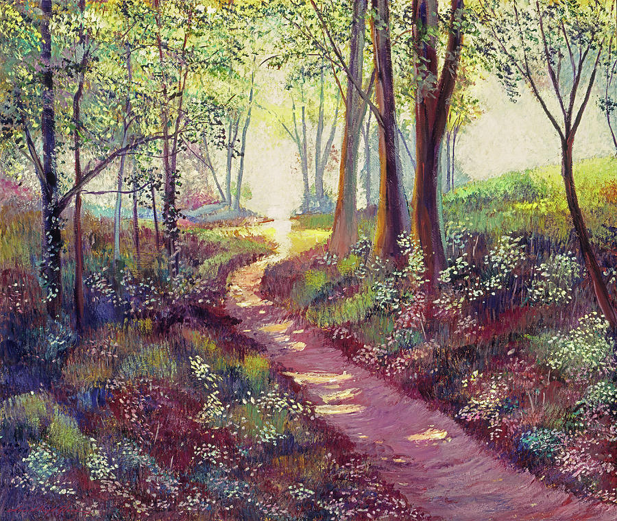 Wildflowers Along The Path Painting by David Lloyd Glover