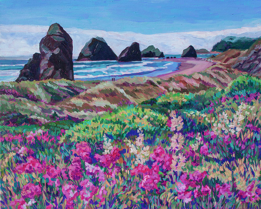 Wildflowers at Gold Beach Painting by Heather Nagy