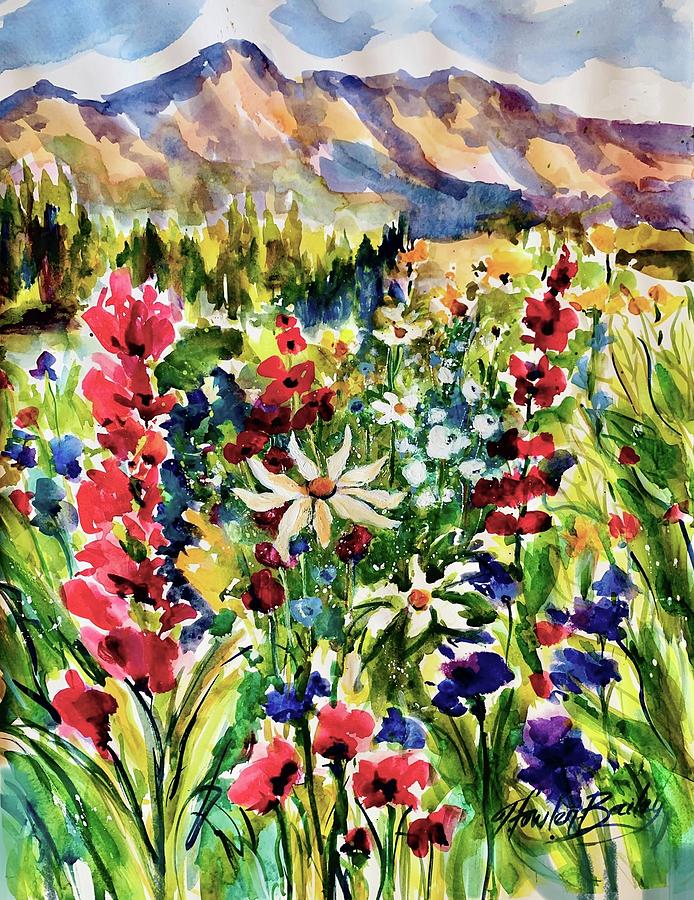 Wildflowers at Thompson Peak Painting by Tf Bailey