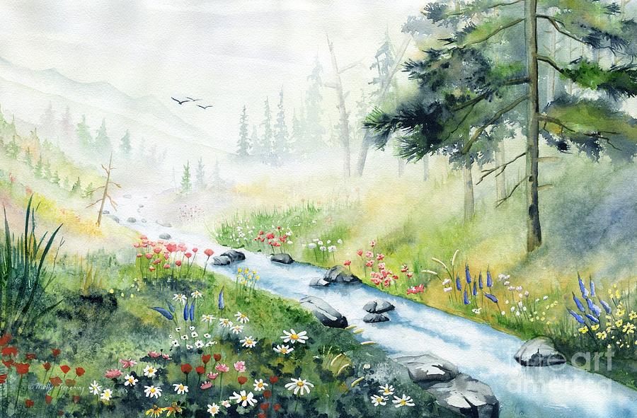 Wildflowers by The Creek  Painting by Melly Terpening
