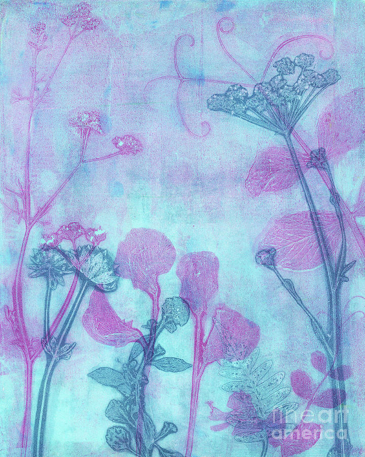 Wildflowers in Blue and Purple Mixed Media by Kristine Anderson