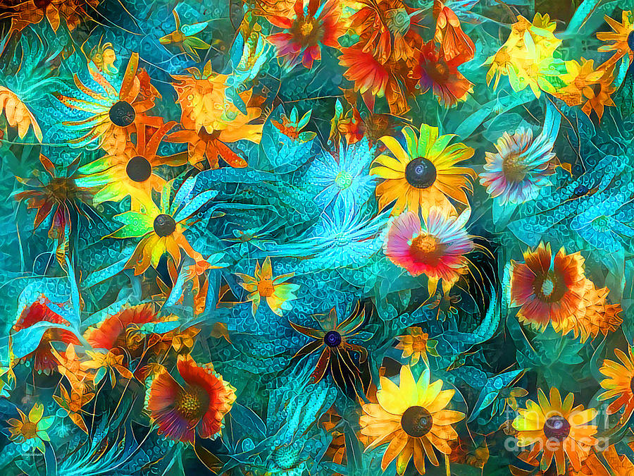 Wildflowers in Contemporary Vibrant Color Motif 20200506v3 Photograph by Wingsdomain Art and Photography