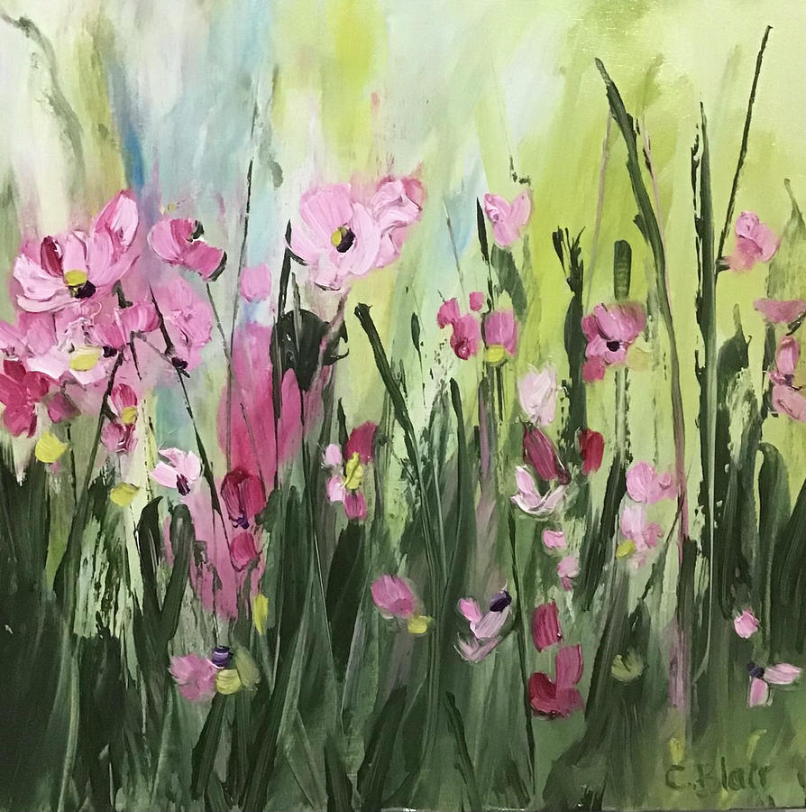 Wildflowers In Pink Painting by Cynthia Blair