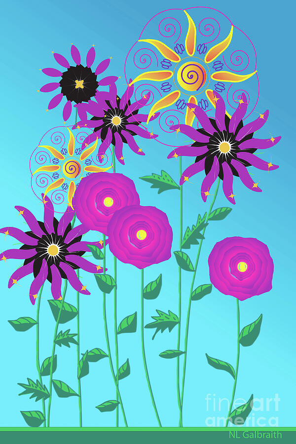 Abstract Digital Art - Wildflowers by NL Galbraith Abstract Digital Art - Wildflowers by NL Galbraith