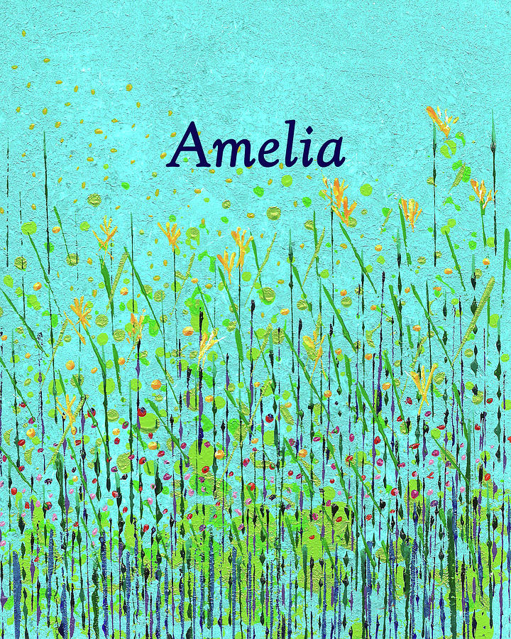 Wildflowers with Name Amelia Painting by Corinne Carroll