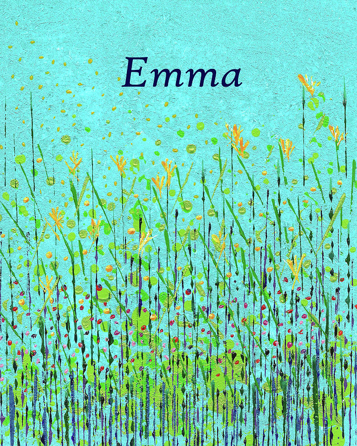Wildflowers with Name Emma Painting by Corinne Carroll