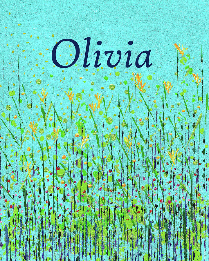 Wildflowers with Name Olivia Painting by Corinne Carroll