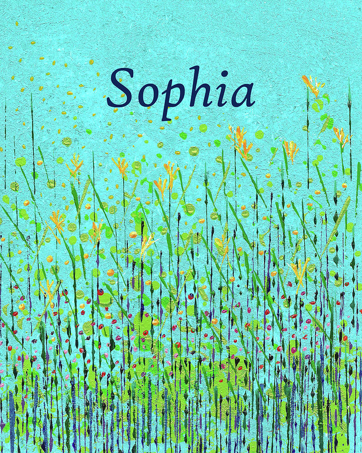 Wildflowers with Name Sophia Painting by Corinne Carroll