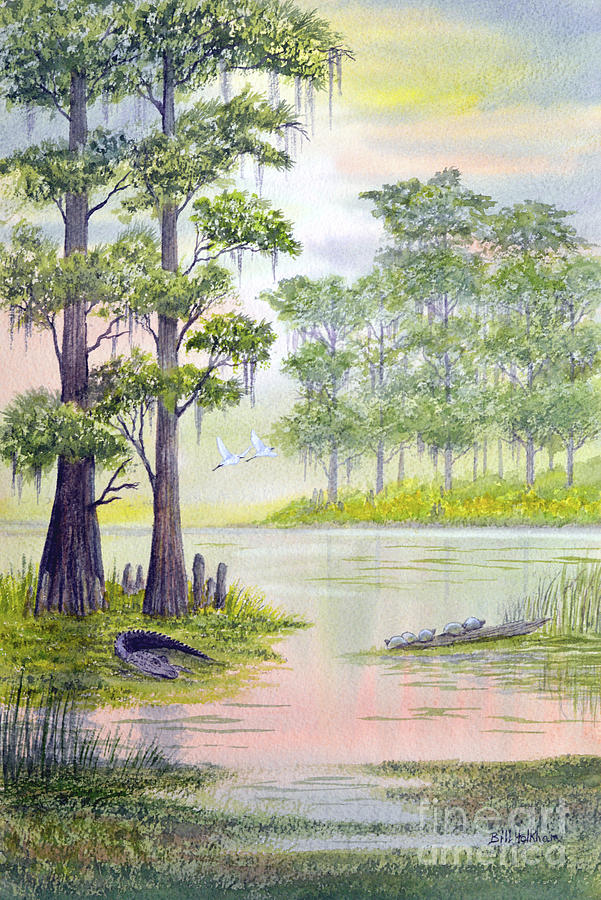 Wildlife At Wakulla River Florida Painting by Bill Holkham