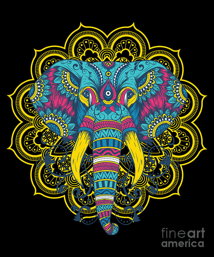 Wildlife Mammal Mammoth Colorful Elephant Mandala Animals Gift Digital Art  by Thomas Larch - Fine Art America
