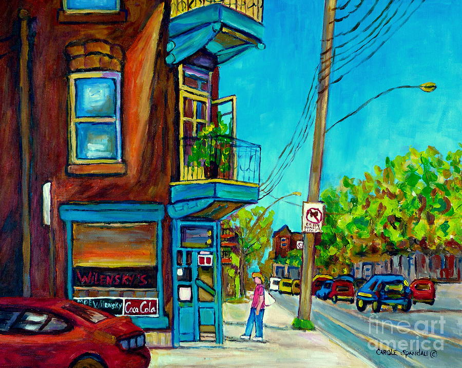 Wilensky s Diner Fairmount And Clark Street Scene Montreal Painting Canadian Art C Spandau Artist Painting by Carole Spandau