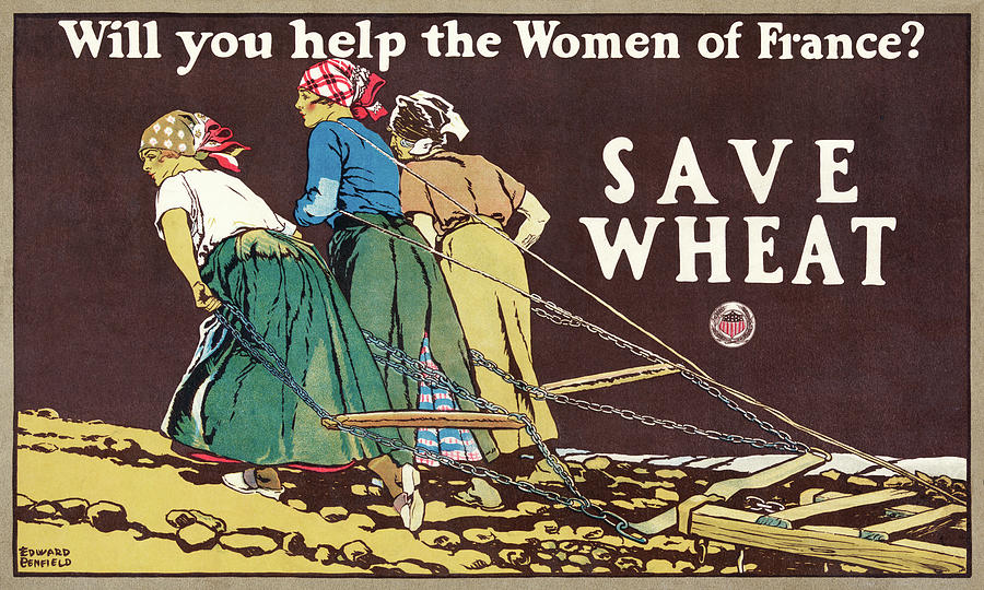 Edward Penfield Drawing - Will you help the women of France by Edward Penfield