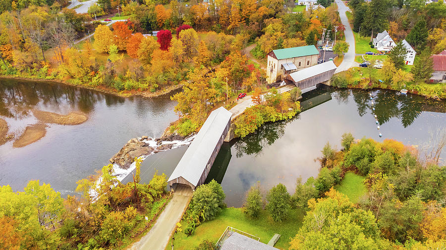 Landscape Photograph - Willard Twin bridges carry Mill Street over Ottauquechee River by Jeff Folger